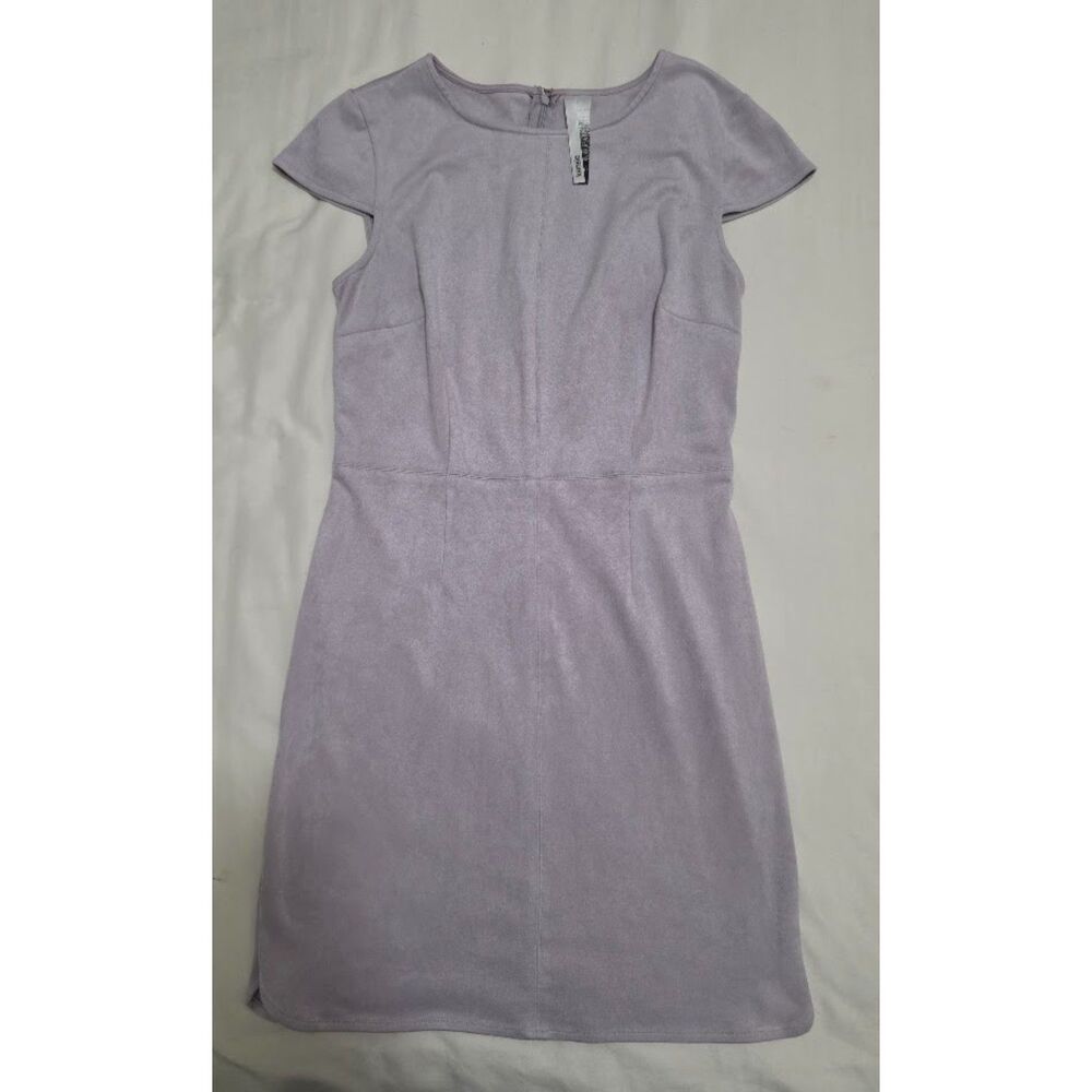 Lilac Faux Suede knee length dress cap sleeve XS